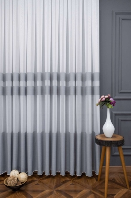 Pardes Tül Perde –  BANTLI BAMBU GRİ